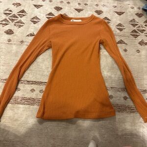 No Boundaries Rust Ribbed Long Sleeve Top